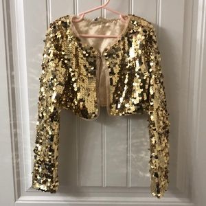 H&M gold sequin cropped cardigan